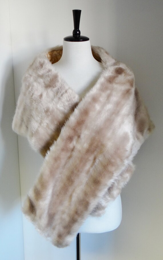Vintage 1950s Faux Mink Fur Stole Wrap by Jontique London