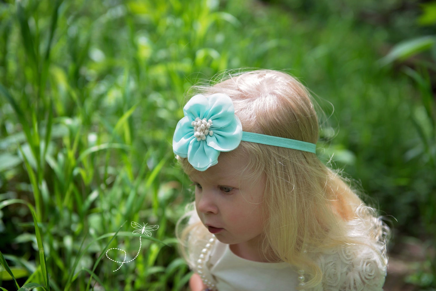 Mint Flower Headband, Mint Baby Headband, Pastel Green Headband