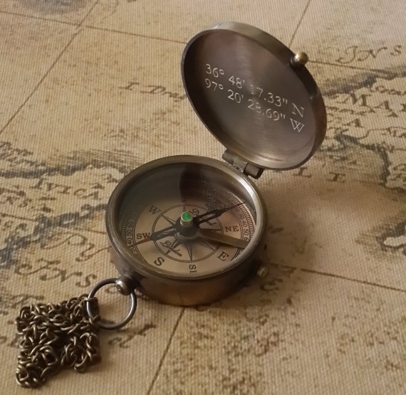 Compass Engraved Compass Personalized Compass by SFdizayn on Etsy