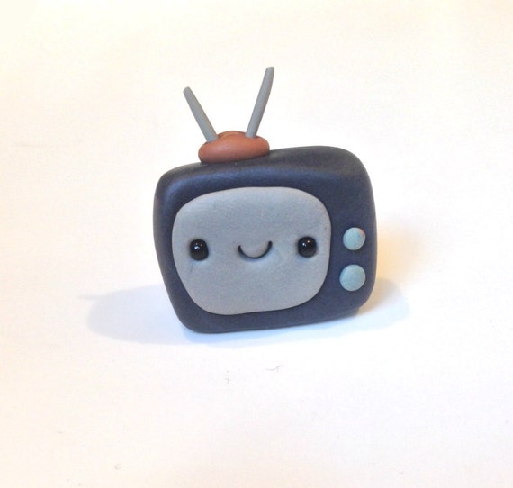Miniature Cute Television Figurine Polymer Clay Fimo