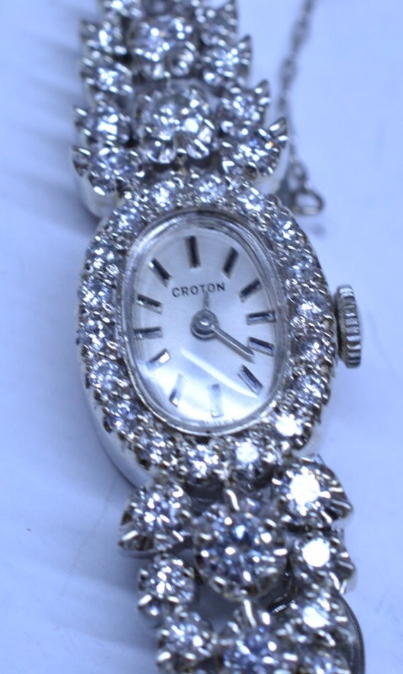 14 Karat White Gold Croton Watch 52 Diamonds by AllRealSilver