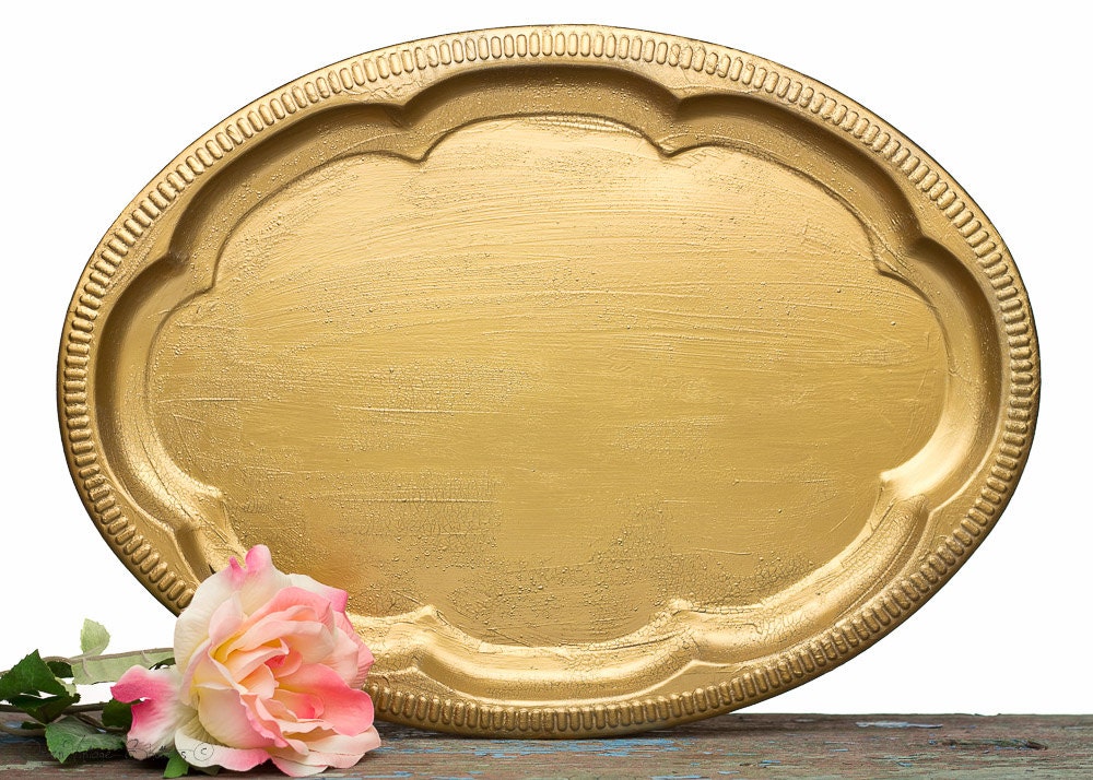 Antique Gold Style Serving Tray Wedding by OpenVintageShutters