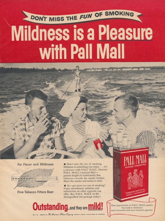 1950s Pall Mall Cigarettes Ad Vintage Advertising By AdVintageCom