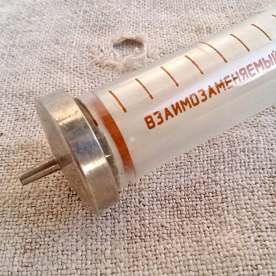 Vintage large Syringe glass 20ml 1974 Syringes glasses