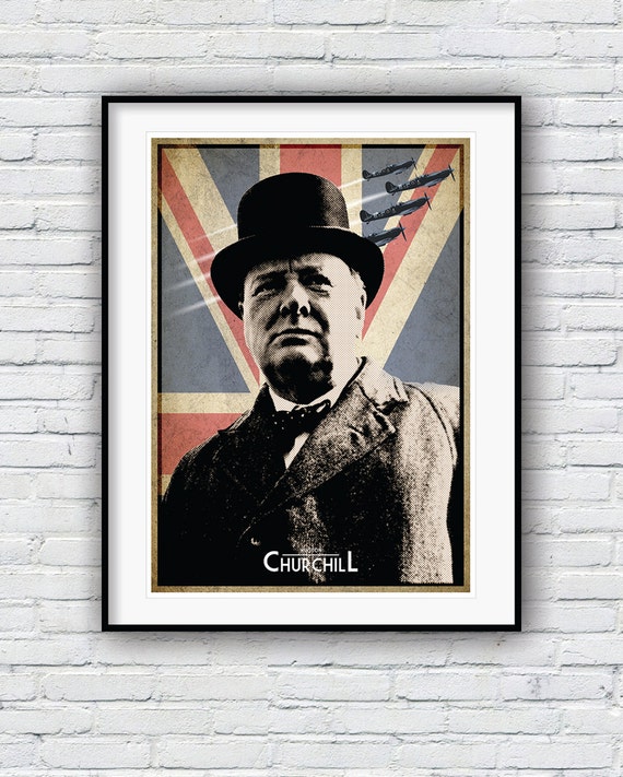Winston Churchill Poster Retro poster Churchill by Redpostbox