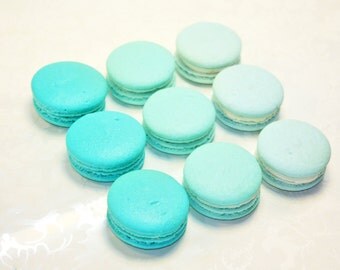 Turquoise Blue Ombre, French Macaron - 3 dozens