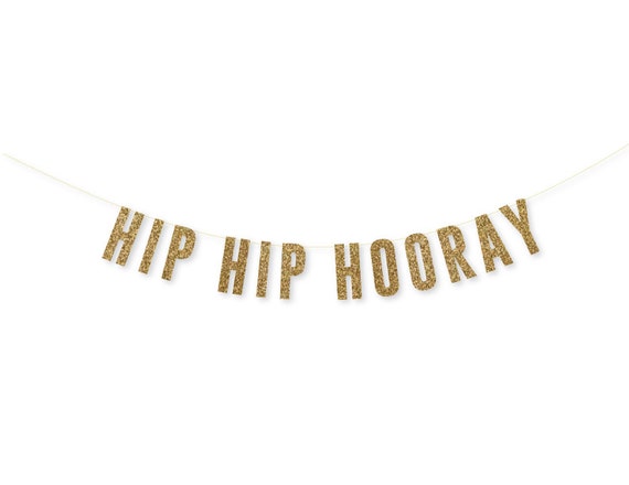 Hip Hip Hooray Banner Glitter Banner Birthday Party by StudioPep