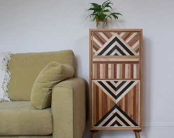 Vintage Tall Cabinet | Abstract Sideboard | Retro Cabinet | One Off | Kitchen Unit | Office Storage | Rustic Handmade