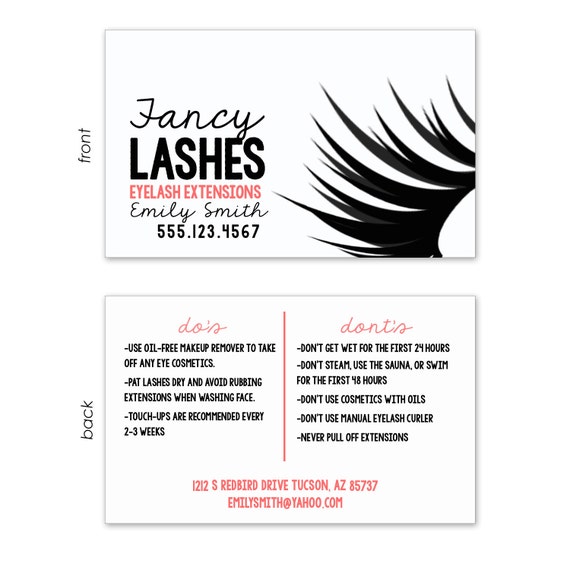 Items similar to Customized Business Card for Eyelash Extensions. Black