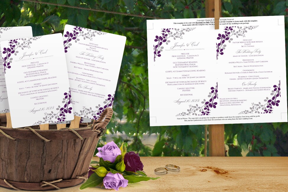 Wedding Fan Program Template DOWNLOAD by DiyWeddingTemplates