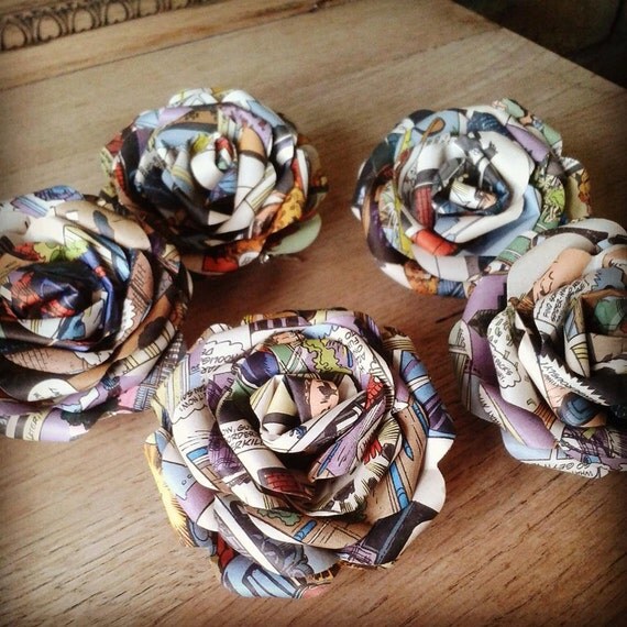 Items similar to Paper Buttonholes Bouquet flowers Marvel of DC comic