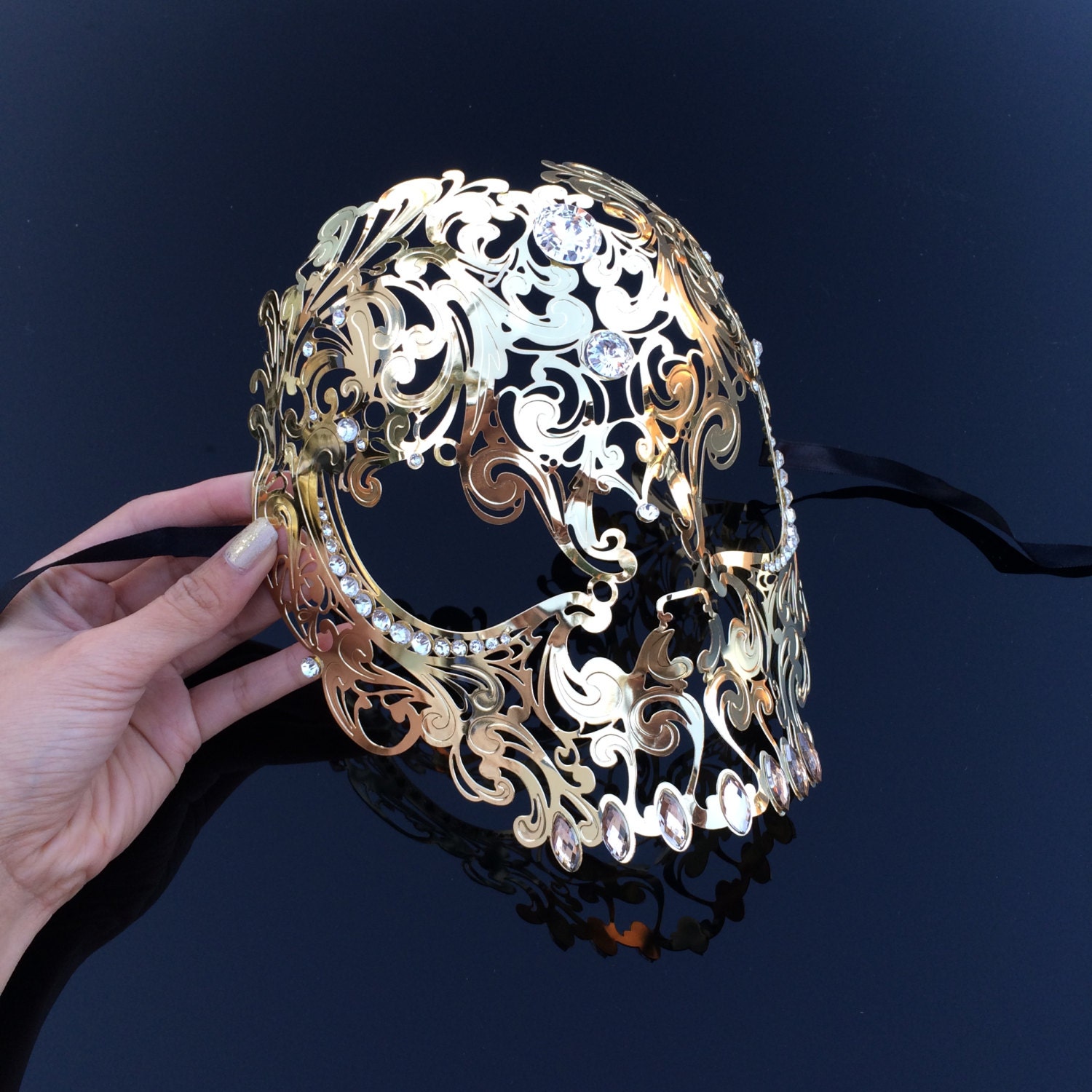 Masquerade Mask Candy Skull Candy Skull Mask Gold