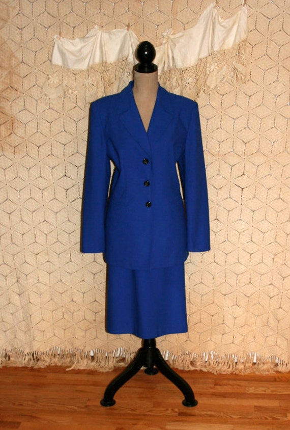 Royal Blue Skirt Suit Women Suit Fitted Long Blazer Skirt