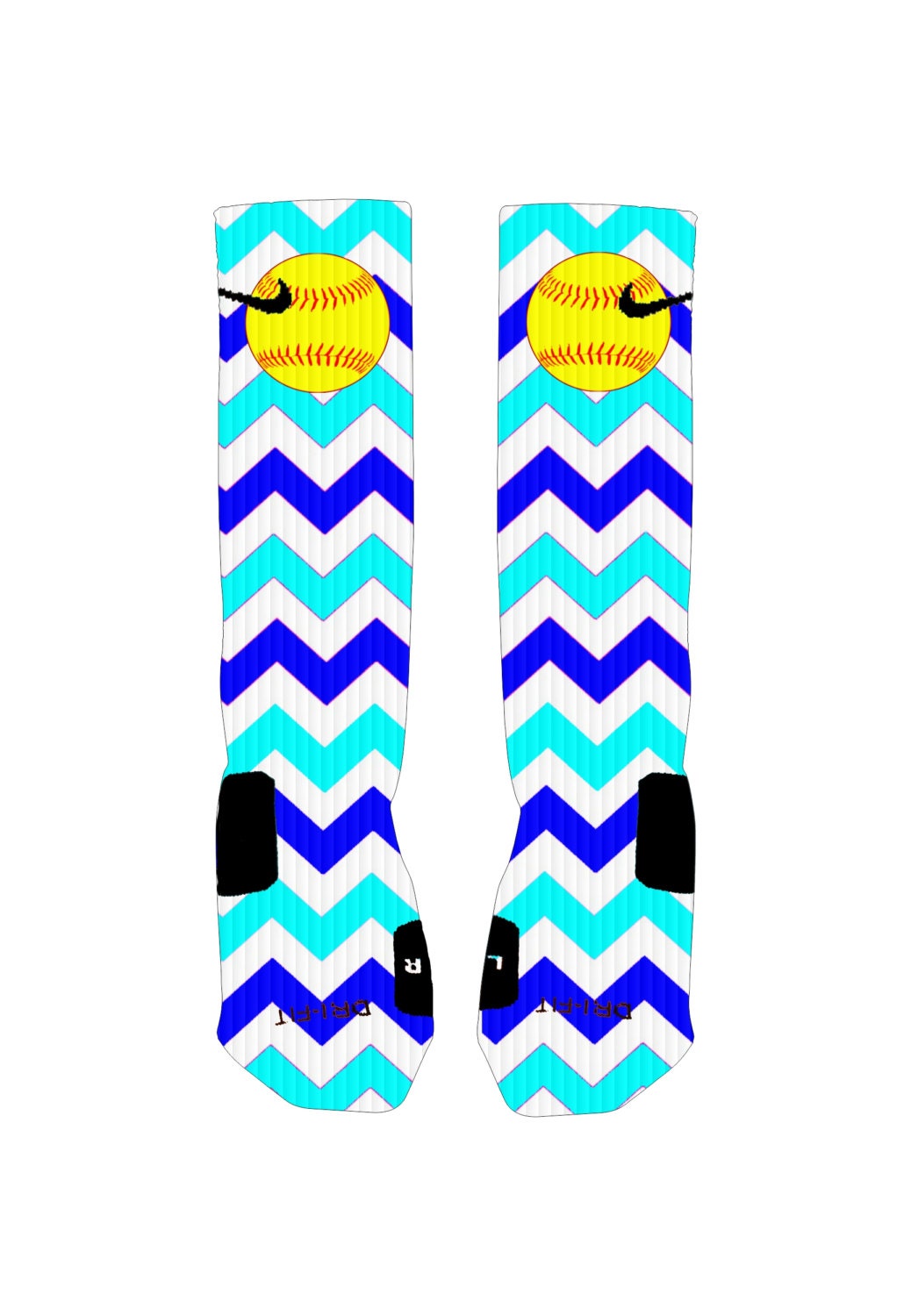 Custom Softball Socks Blue Chevron Stripe Custom Nike Elite