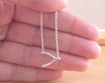 925 Silver Wishbone Necklace/Sterling Silver Wishbone Necklace/Wishbone Jewelry/Wishbone Jewellery/Wishbone Jewelery/18 Inch Chain Neklace