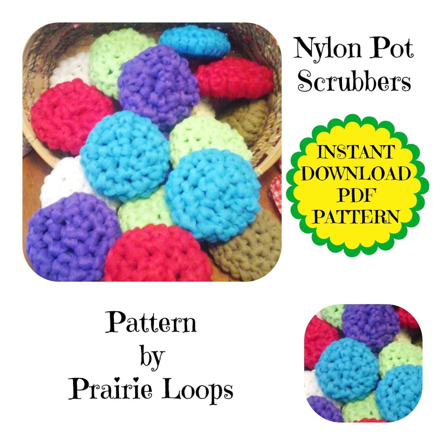 Crochet PATTERN Instant Download POT SCRUBBERS by PrairieLoops