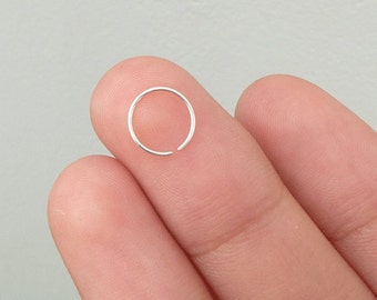 22g NOSE RING - Sterling Silver Nose Rings - Thin Nose Hoop - 6mm, 8mm, 10mm - Silver Nose Ring - Silver Nose Hoop