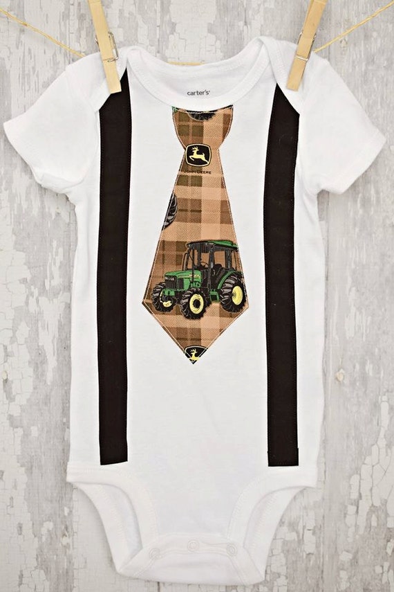 JOHN DEERE TRACTOR Tie with Black Suspenders/ Photo Prop/