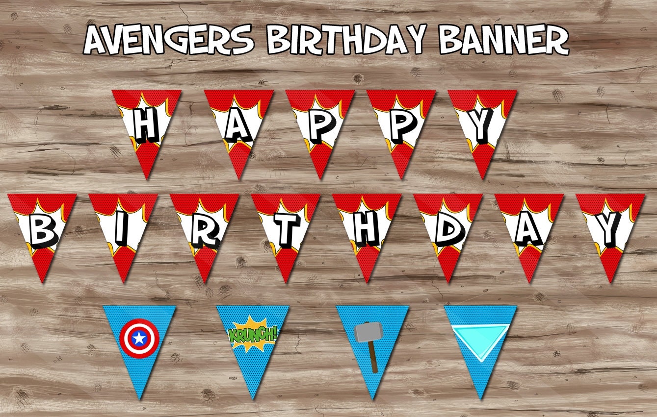 Avengers Superhero Birthday Banner Avengers by KawaiiKidsDesign