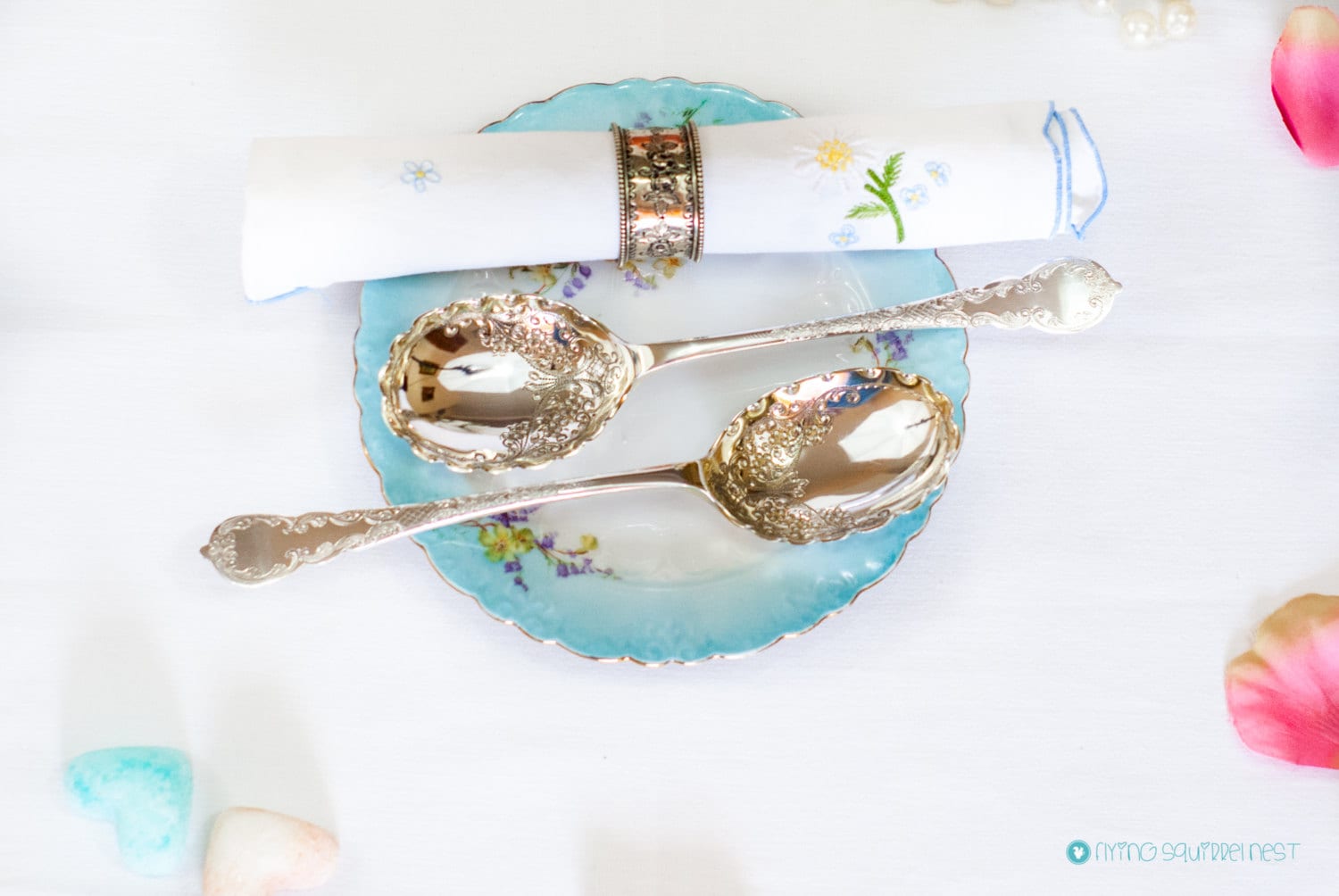 Boxed set of two serving spoons Unique and Beautiful Silver Plated