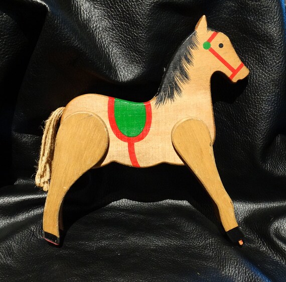 Vintage Wooden Horse Painted Folk Art by StolaStore on Etsy