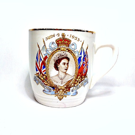 Queen's Coronation 1953 Vintage Coffee Mug Queen