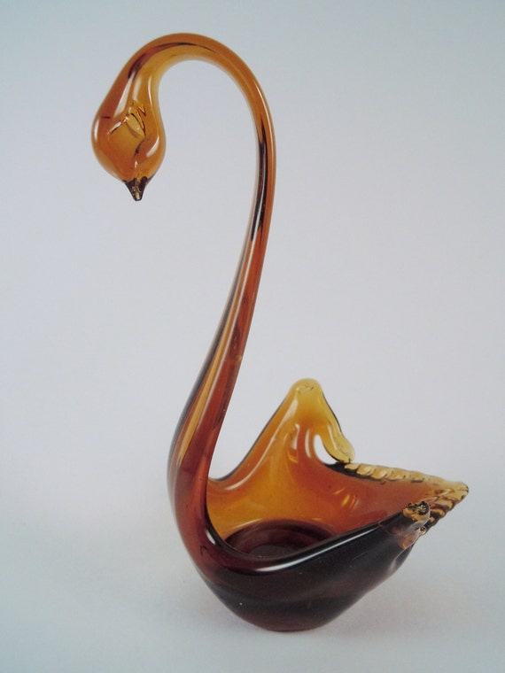 Amazing Brown Hand Blown Glass Swan by MSMUnlimited on Etsy