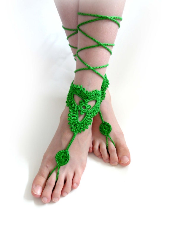 Crochet Barefoot Sandals. Green or 27 colors. Woman's Crochet Foot ...