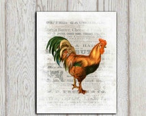 Popular items for rooster kitchen art on Etsy