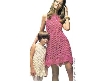 Crochet Dress Pattern Womens & Girls Shell Summer Dress Crochet Pattern Mommy and Me Dress Instant Download PDF Pattern DIY Printable C107