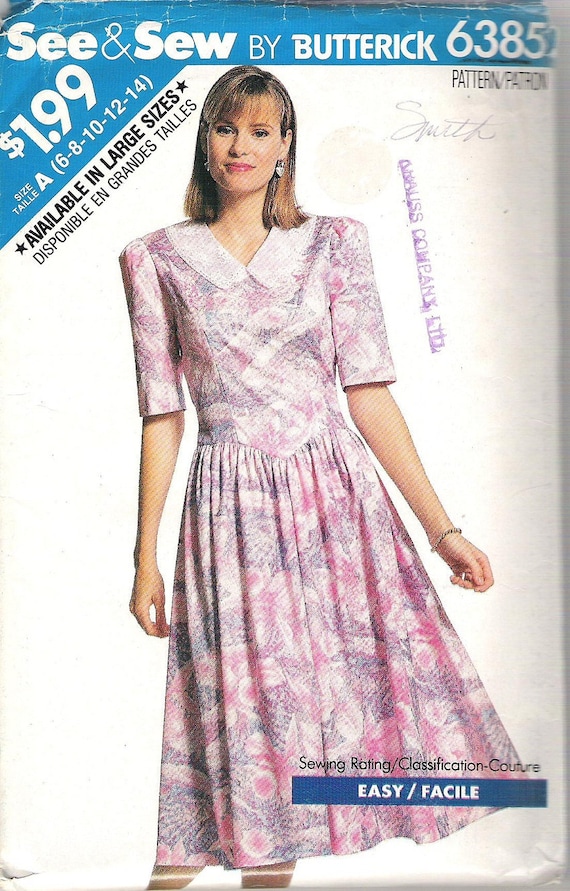 Butterick Pattern 6385 Retro Misses' Dress contrast