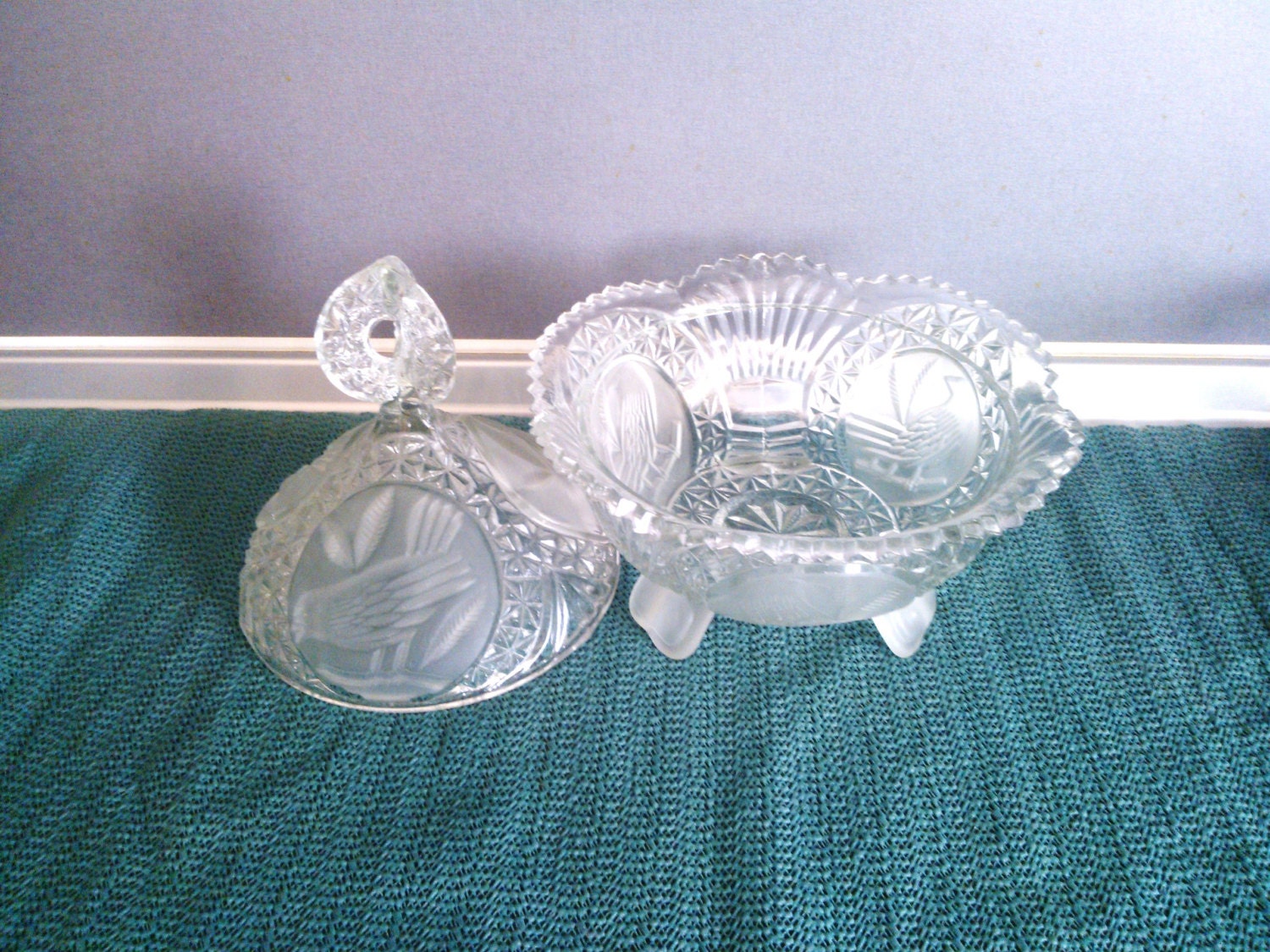Vintage Crystal bowl with lid / Candy bowl from 1970s / Crystal Bowl