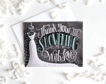 Bridal Shower Thank You Card, Bridal Thank You Card, Chalkboard Art, Wedding Thank You Card, Thank You Bridal Shower, Chalk Art,