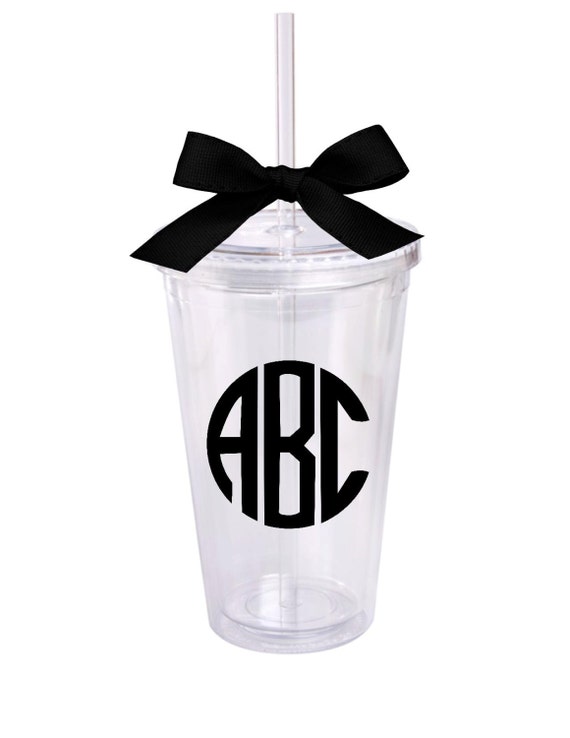 Circle Monogram Tumbler Personalized Tumbler Cup by MiabelDesign
