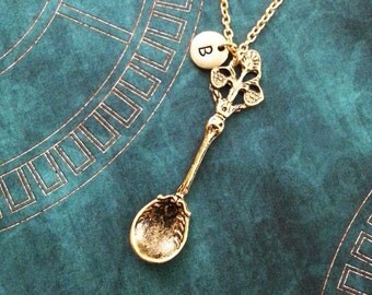 Spoon Necklace, LARGE Vintage Spoon Jewelry, Personalized Jewelry, Monogram Necklace, Victorian Spoon Pendant Necklace, Bridesmaid Necklace