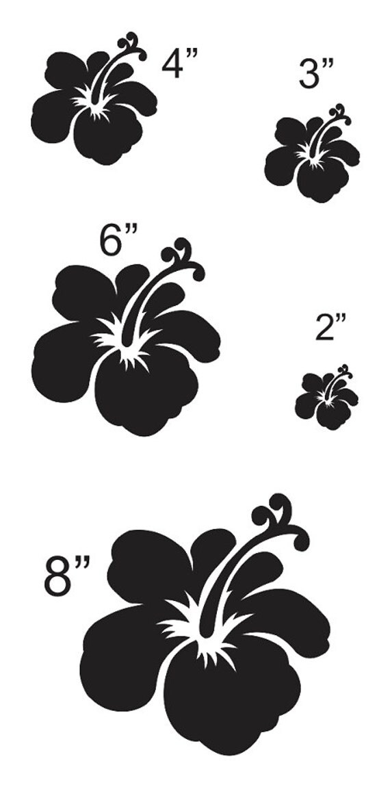 Hibiscus Flower 1 STENCIL sheet with 5 total Sizes 2