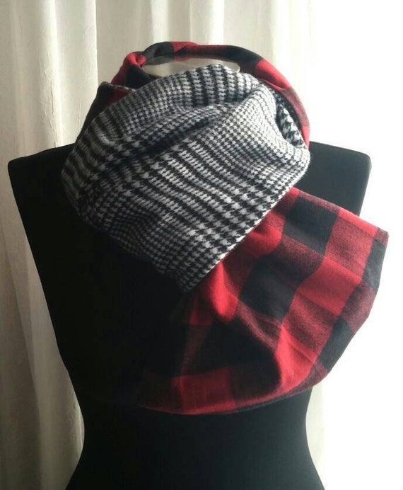 Red Buffalo Plaid Scarf Houndstooth Scarf Double Sided