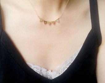 Gold Triangle Necklace, Geometric Jewelry, triangle banner necklace, Triangle Necklace