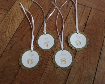 25 Flip Flop Size Tags; Glitter; Wedding