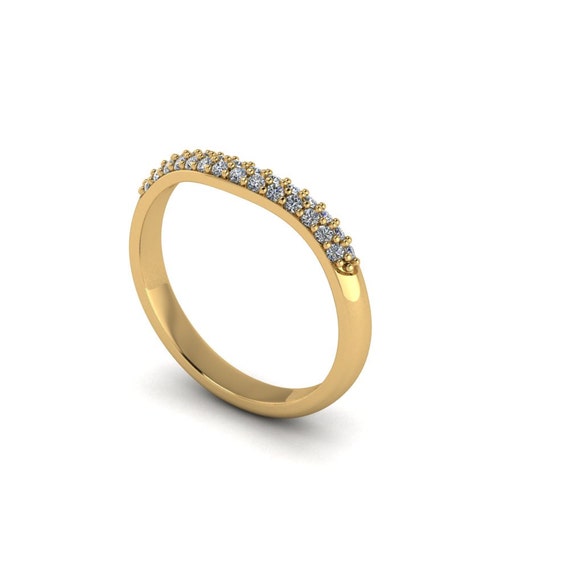 14K/18K White/ Yellow/Rose Gold, Platinum, Double Row Pave Contour ...