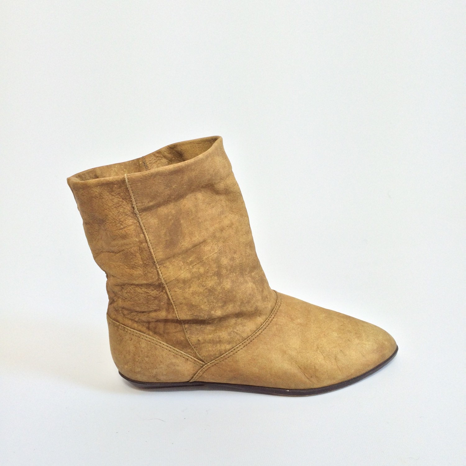 ladies flat tan leather boots