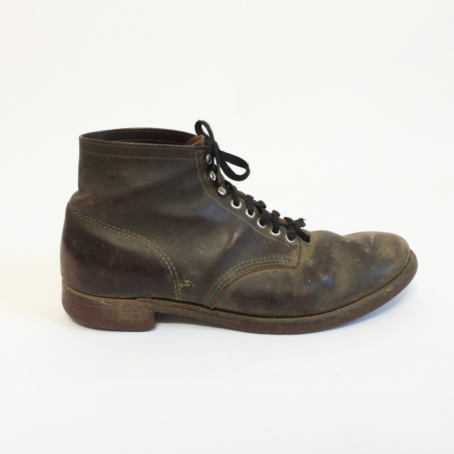 50s Work Boots Distressed Lace Up Ankle Boots WORN In Brown