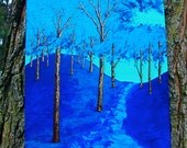 Twilight Woods Original Acrylic Painting 8" x 10" by Mike Kraus