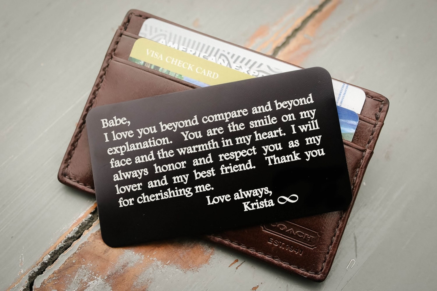 Engraved Wallet Insert Metal Wallet Insert Personalized