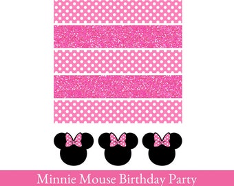 Minnie Mouse Napkin wrappers, Napkin Holders printable, Napkin wrappers Printable, Minnie Mouse Printable, Minnie Mouse Party Decoration
