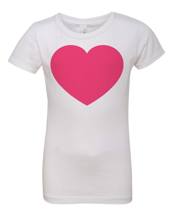 Neon Pink Heart Girl's T-Shirt Girl's Heart by KTeesDesigns