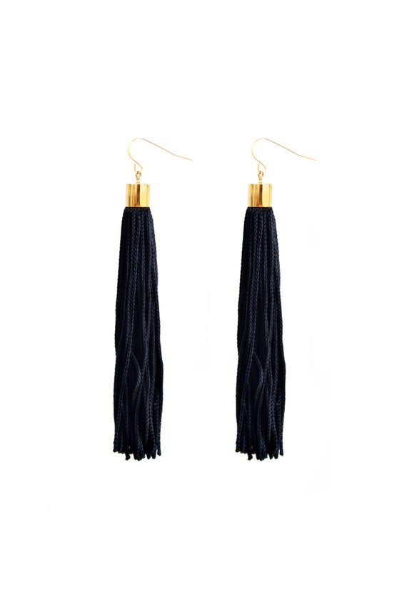 Black Tassel Earrings Black Tassel Tassel by ReasonToBePretty