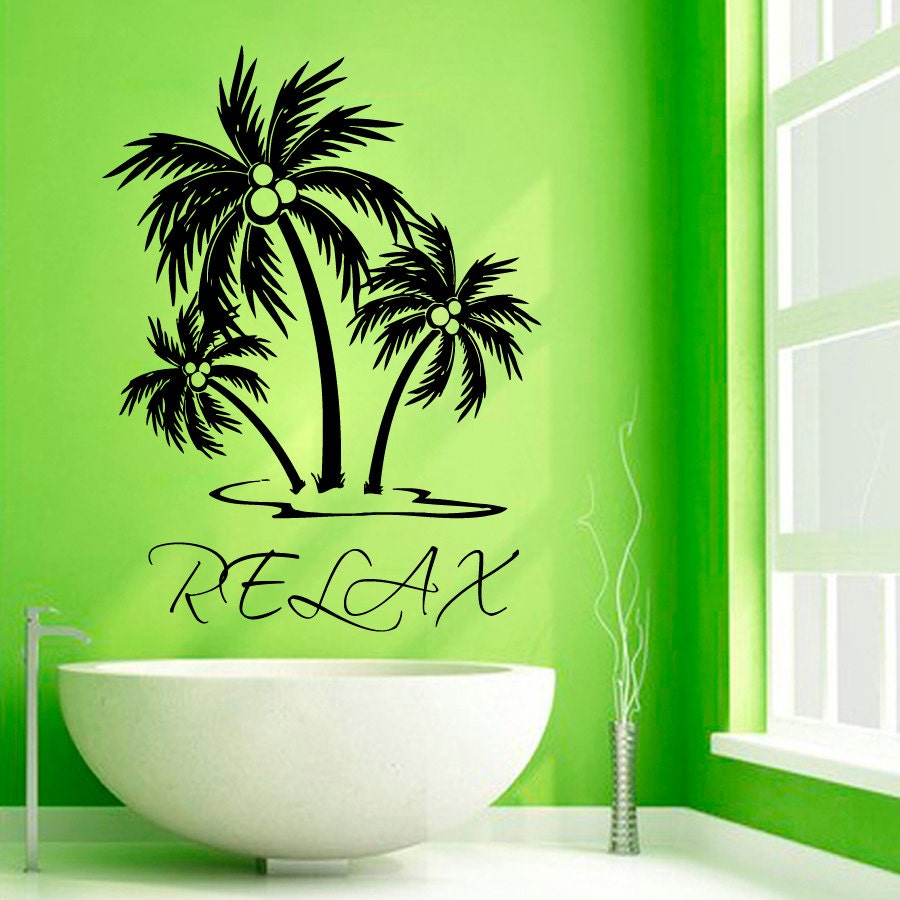  Palm  Tree  Wall  Decals  Relax Wall  Words Palms Vinyl Sticker 