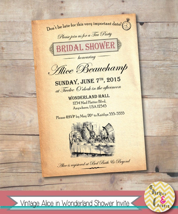 Alice In Wonderland Bridal Shower Invitations 7