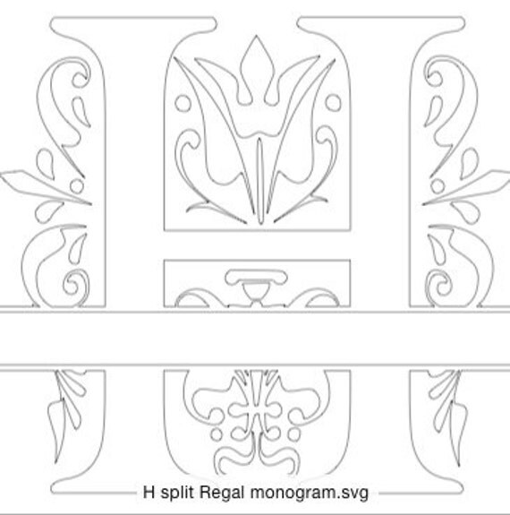 Download Split Regal Monogram letter H only in SVG format by SDIVADesigns
